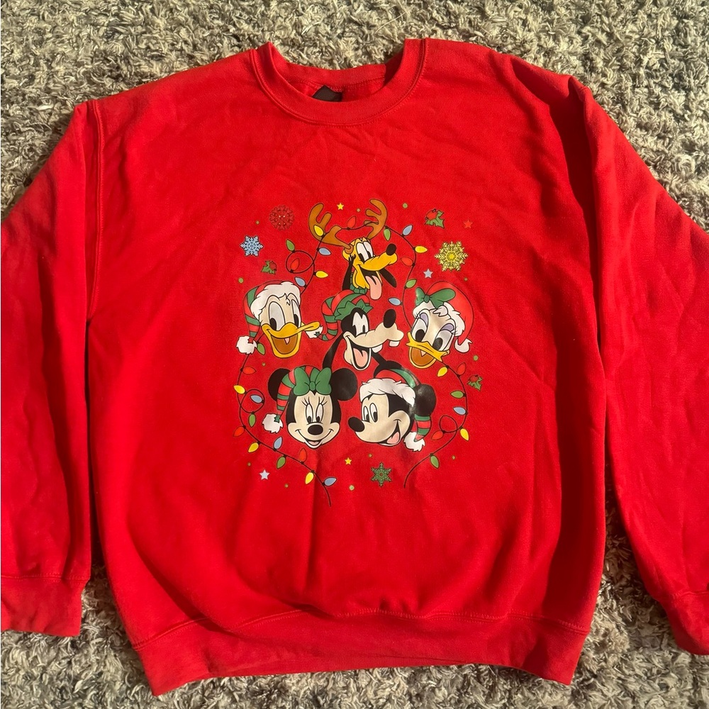 Disney Red Crewneck Sweater with Character Design